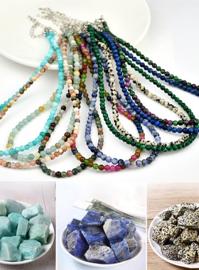 欧美风石头圆珠项链女小众轻奢
