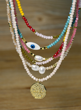 水晶半宝石防过敏不掉色锁骨链女