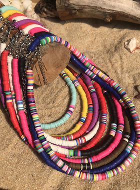 波西米亚项圈彩色软陶项链女时尚