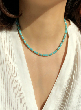 绿松石项链复古民族简约百搭欧美
