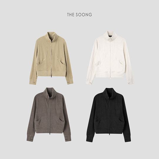 THESOONG/德绒开衫卫衣美利奴羊毛混纺锁温加绒2025新款小外套女