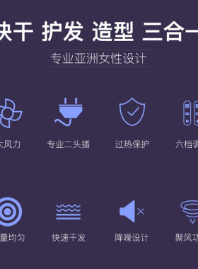康夫大功率电吹风家用理发店专业不伤发护发吹风机速干大风力风筒