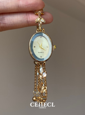 中古闪钻金色麦穗手表小众手链女