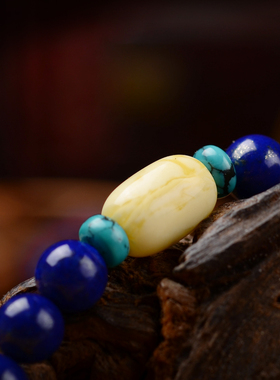 帝王青天然青金石佛珠多圈手串