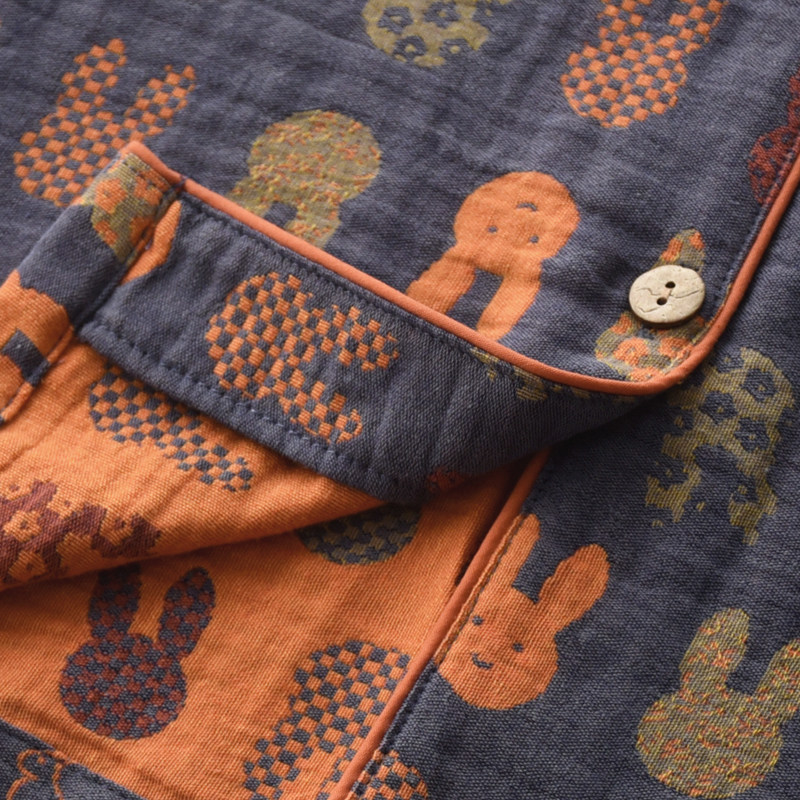 大码小兔情侣睡衣春秋季提花纯棉纱布薄款长袖开衫男女家居服套装,淘宝优惠券,粉丝福利购,淘宝优惠卷