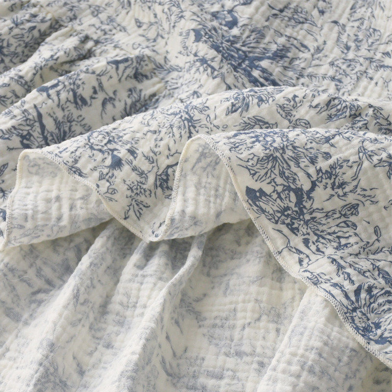 印花带胸垫长袖睡裙女士春秋季纯棉纱布薄款大码裙子家居服睡衣,淘宝优惠券,粉丝福利购,淘宝优惠卷