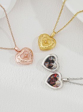 定制爱心项链照片情侣吊坠情人礼物DIY刻字感恩男女朋友生日礼物