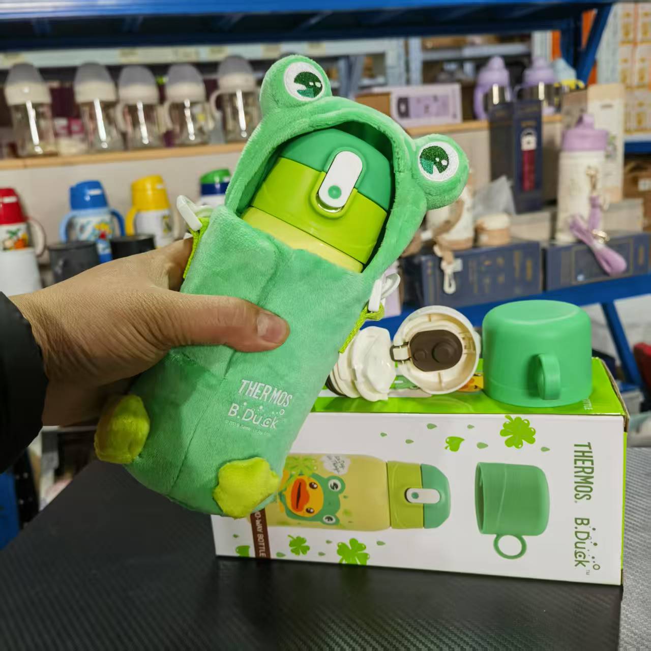 膳魔师青蛙杯儿童316L高真空吸管直饮保温杯一杯双盖550ML/580ML - 图2