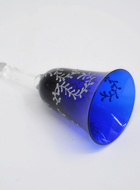 晓鑫玻璃蓝色手绘沙滩酒杯