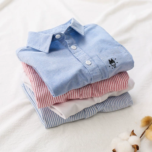 Хлопковая осенняя детская белая весенняя рубашка для мальчиков, детская одежда