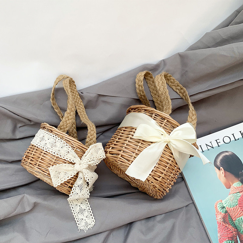 雪梨同款ins海边度假迷你夏草编包 胖老与瘦竹女士包袋