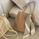 Ins Korean retro straw bag zipper shoulder beach bag simple forest woven tote bag large capacity women's bag