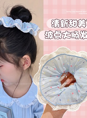 波点纱发绳感刺绣花边大肠发圈女