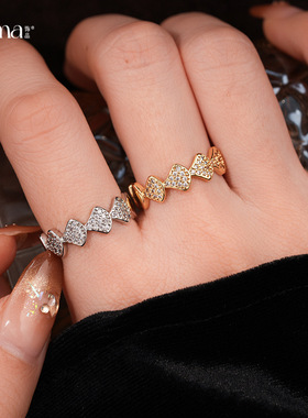 简约锆石几何开口戒指