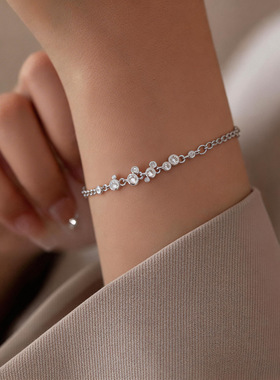 韩系简约超闪锆石几何圆形手链