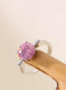 精致简约镶锆石情侣求婚开口戒指