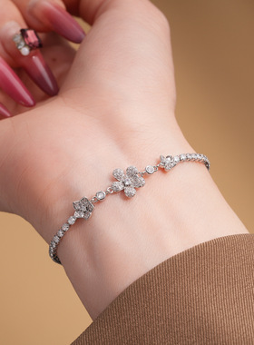 18k金电镀韩系锆石花朵卡扣手链