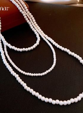 法式复古风多层串珠珍珠项链