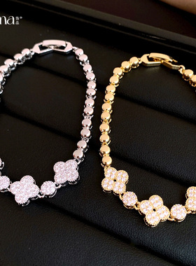 18k金电镀欧美跨境锆石花朵手链