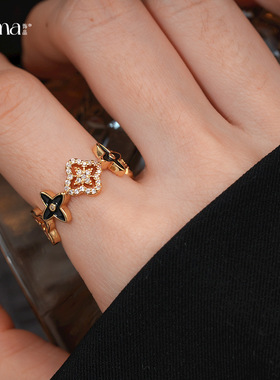 18k金电镀复古锆石滴油花朵戒指