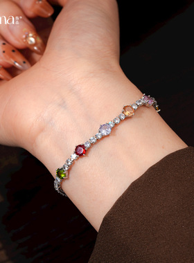 18k真金电镀彩色镶锆石圆形手链