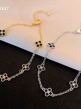 法式简约锆石花朵链条手链