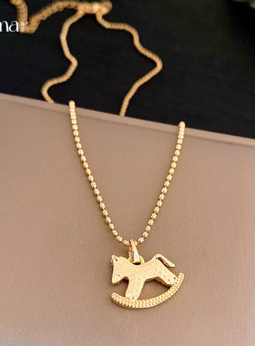 新中式简约风本命年小马吊坠项链