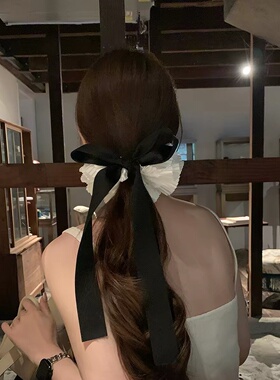 百褶花边蝴蝶结飘带发圈