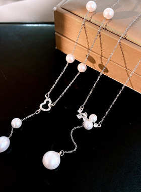 韩系简约超闪锆石珍珠项链