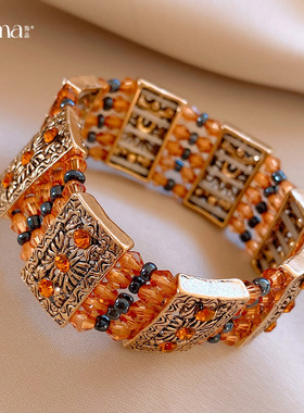 欧美跨境镶钻方形拼接手镯