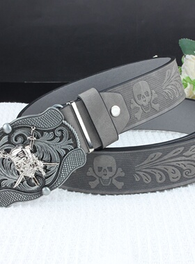 骷髅扣锌合金扣头男士腰带