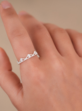 新中式复古菱形立体印花开口戒指