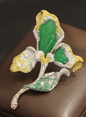 满镶锆石感花朵胸花兰花胸针