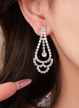 复古礼服镶钻花边耳环项链套装