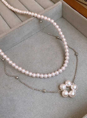 串珠可调节吊坠珍珠项链锁骨链