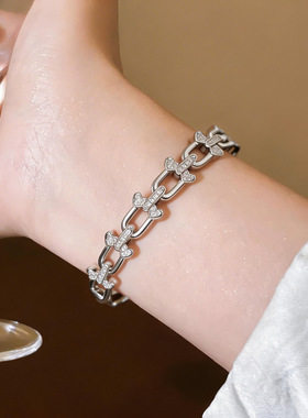 欧美个性锆石几何U形手镯