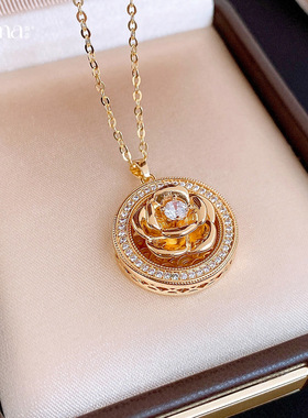 新中式复古简约锆石几何花朵项链