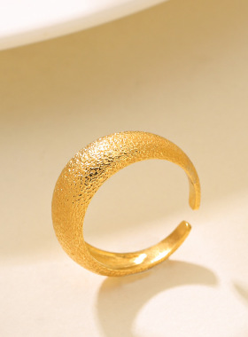 冷淡风金属锤纹开口戒指