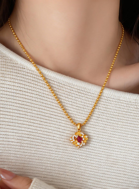 新中式超闪锆石花朵项链轻奢