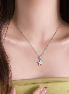 迷你拉丝星星吊坠项链女款