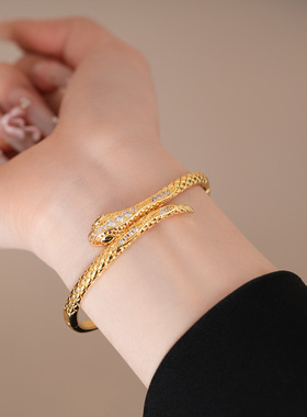 欧美个性锆石蛇形手镯