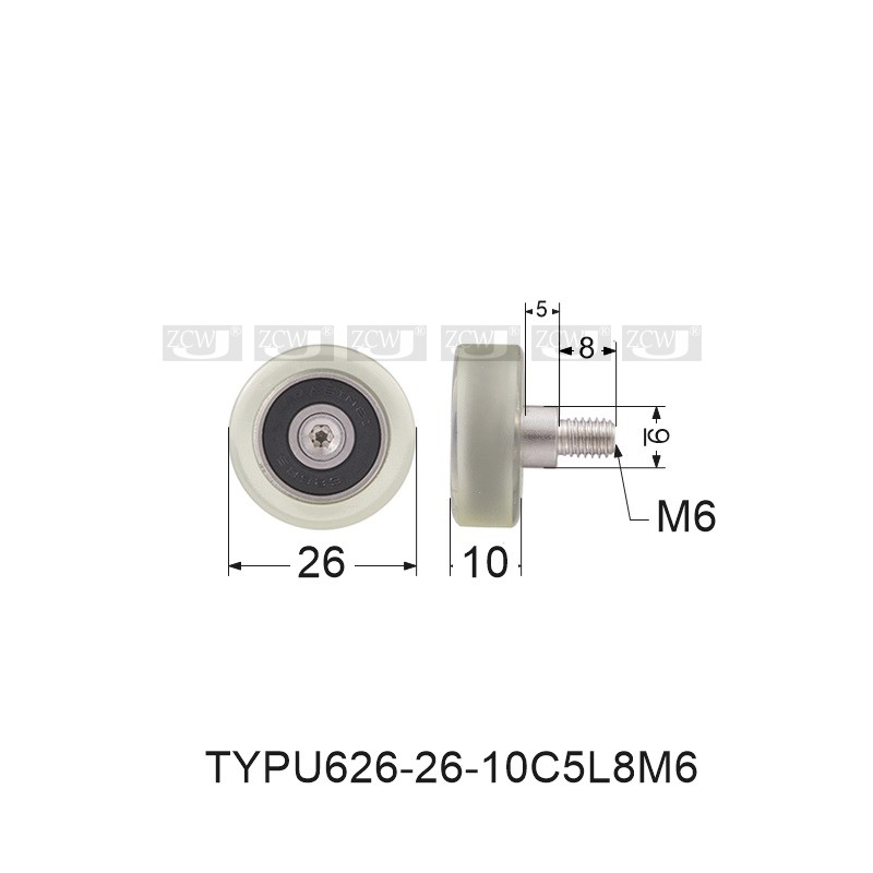 高品质PU626包胶轴承滑轮滚轮聚氨酯静音耐磨内径6*26*10mm直销 - 图3