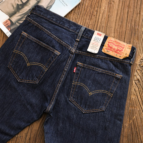阿瞳牛社Levis李维斯501水洗原色宽松中腰直筒牛仔裤长裤14.8OZ - 图1