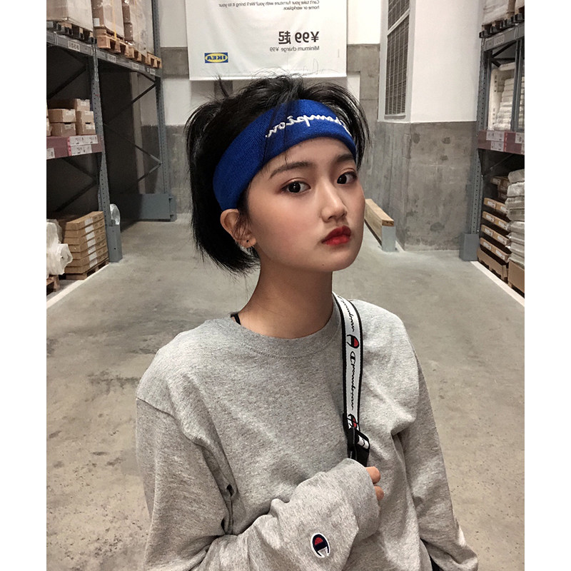 美版Champion发带男女款街头潮人百搭吸汗运动头巾篮球跑步束发带_虎窝淘