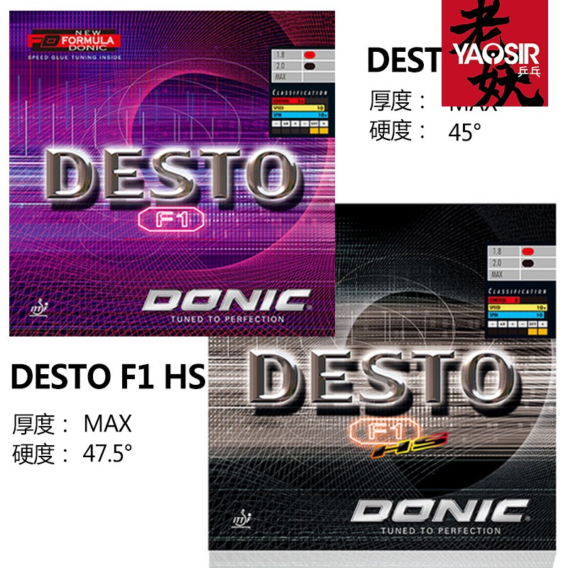 DONIC多尼克F1德士途Desto F2加强F3加硬乒乓球胶皮套胶反胶套胶