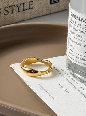不掉色小众设计感几何戒指