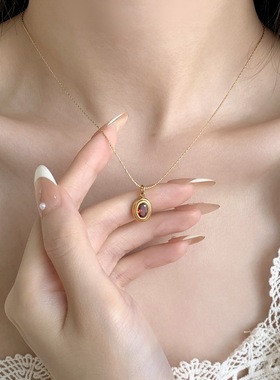 法式复古红色轻奢高级感锁骨链