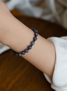 新中式天然蓝东陵石榴石串珠手串