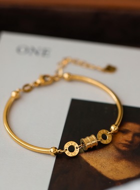 不掉色~金店同款轻奢金色小蛮腰手镯手链女设计高级感小众礼物