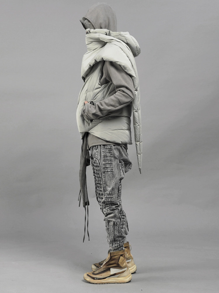 CHAUNK先锋沙丘废土风不对称立体剪裁廓形解构加厚羽绒马甲男RO潮,淘宝优惠券,粉丝福利购,淘宝优惠卷